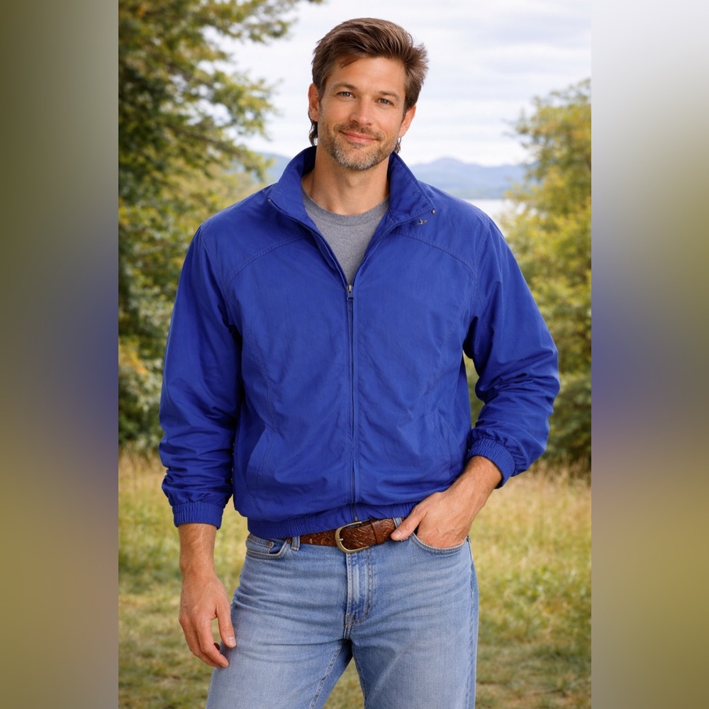 Orvis Mens Bomber Jacket Blue Large Preowned Great Condition Style OR-49L9